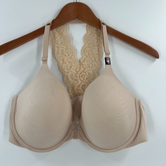 Victoria's Secret 38D Lace Racerback Perfect Coverage T-Shirt Bra Nude - Picture 1 of 8